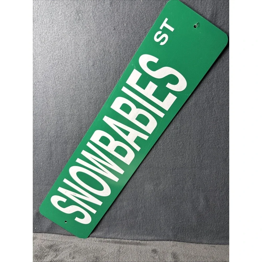 Vintage Green Metal Street Sign Snowbabies St Heavy Duty Custom Wall Decor 24